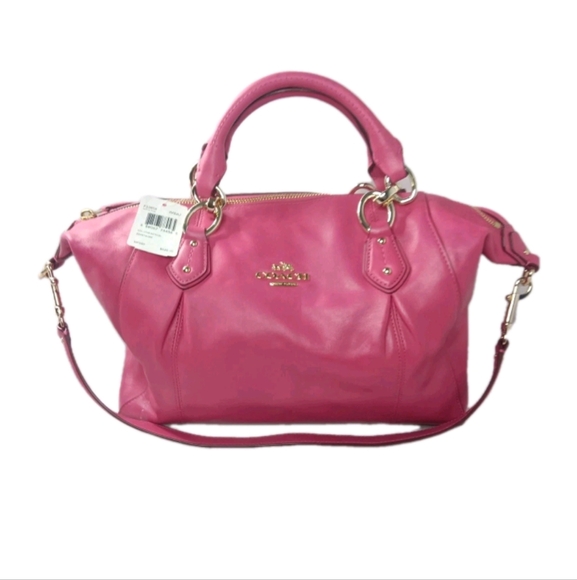 COACH Colette Leather Satchel Shoulder Bag F33806 Pink Ruby - Picture 1 of 15